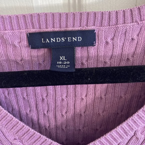 Lands' End Knit Sweater Lilac Size XL Women's Cozy Comfy Purple Cable Knit - Picture 2 of 3